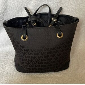 Black signature Michael kors tote purse with purse organizer